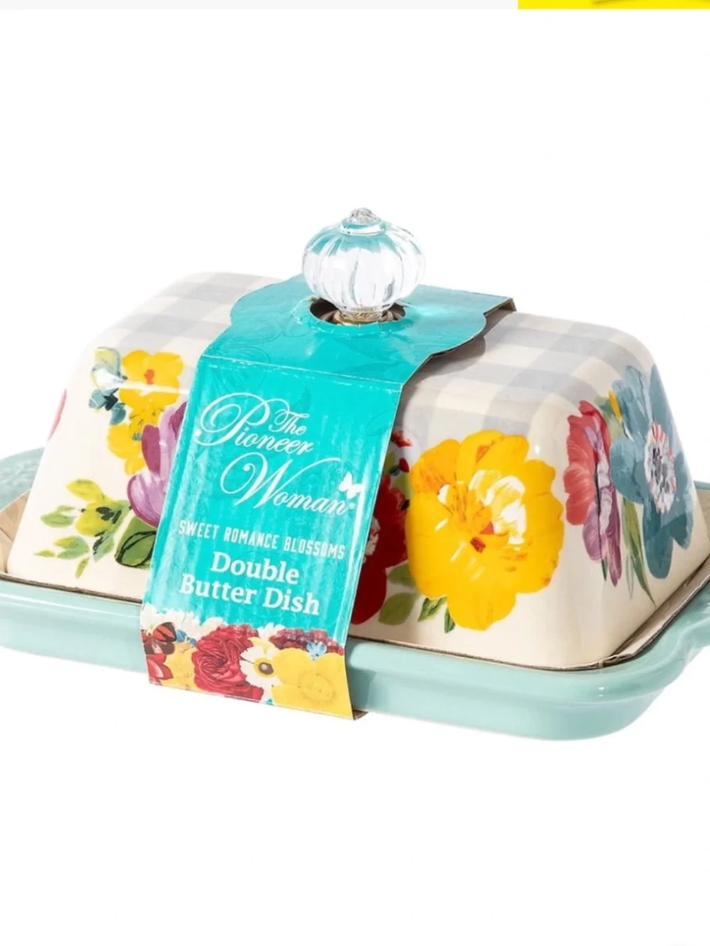 The Pioneer Woman Sweet Romance Ceramic Double Stick Blue Butter Dish